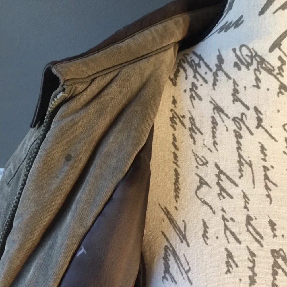 RFT Rainforest Down Filled Suede Bomber Jacket Zip up, Men size Large EUC - Picture 5 of 8